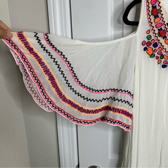 Anthropologie Pia Pauro embroidered cold shoulder festival dress vacation size M - Picture 5 of 9